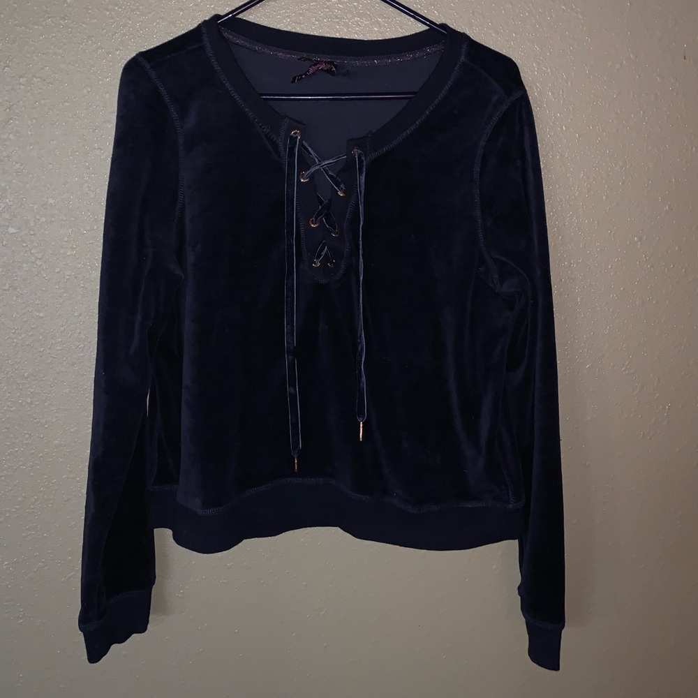 Betsey Johnson Velour Lace-Up Top